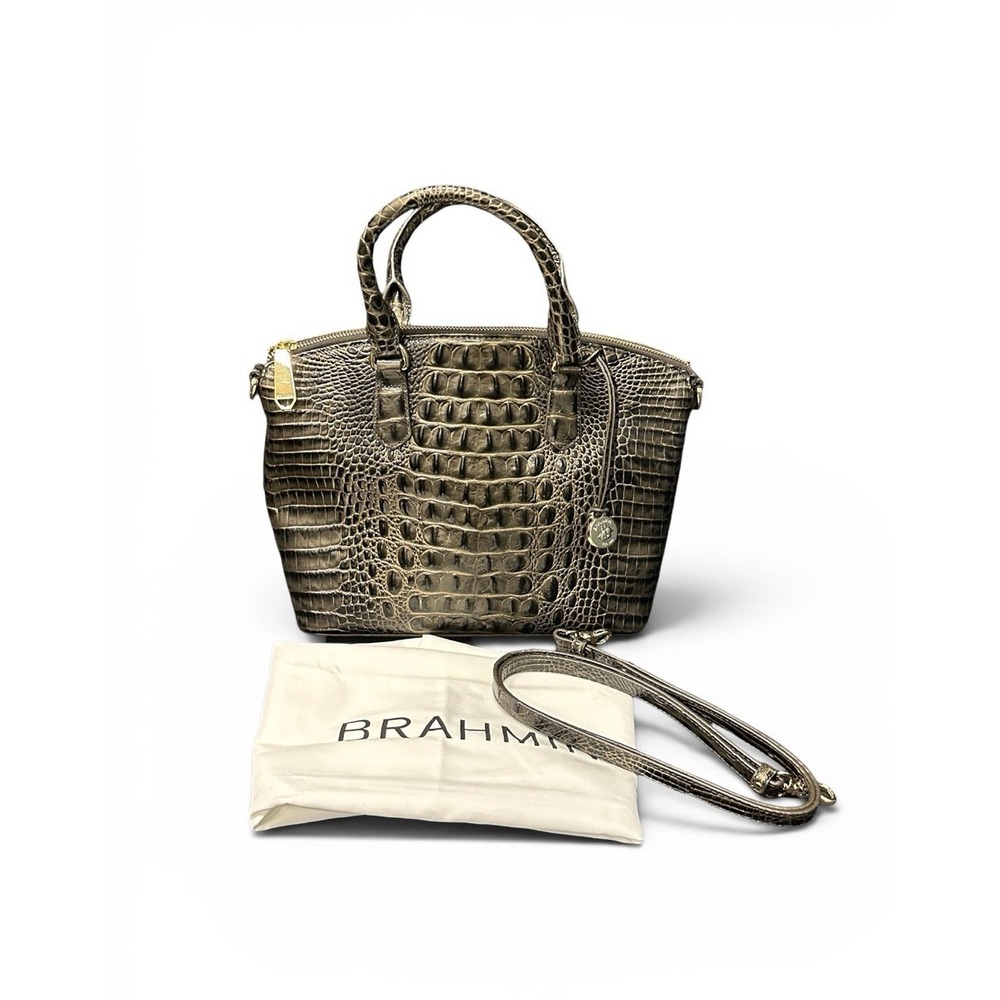 Brahmin Duxbury Satchel Brown‎ Croc Embossed Leather Crossbody Bag